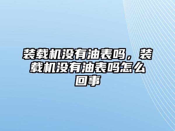 裝載機沒有油表嗎，裝載機沒有油表嗎怎么回事