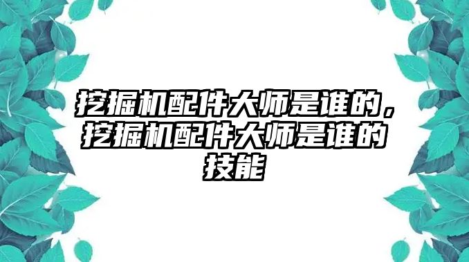 挖掘機(jī)配件大師是誰的，挖掘機(jī)配件大師是誰的技能