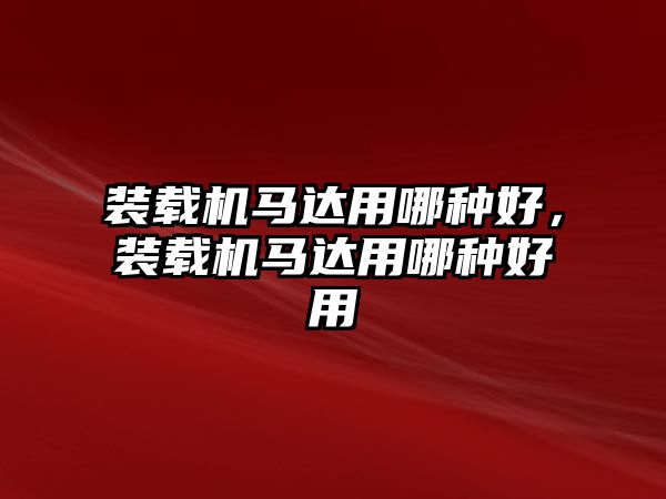 裝載機(jī)馬達(dá)用哪種好，裝載機(jī)馬達(dá)用哪種好用