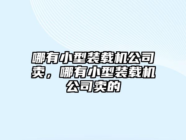 哪有小型裝載機公司賣，哪有小型裝載機公司賣的