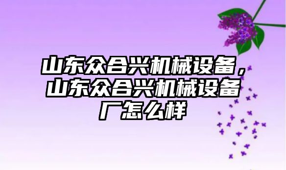 山東眾合興機(jī)械設(shè)備，山東眾合興機(jī)械設(shè)備廠怎么樣