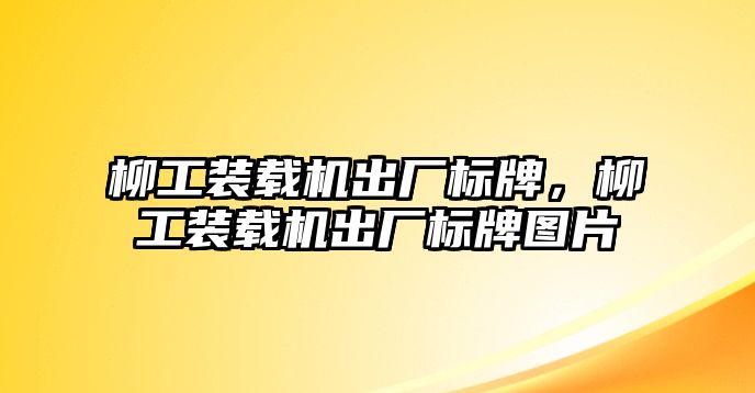 柳工裝載機(jī)出廠(chǎng)標(biāo)牌，柳工裝載機(jī)出廠(chǎng)標(biāo)牌圖片