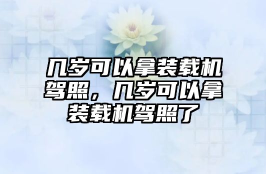 幾歲可以拿裝載機駕照，幾歲可以拿裝載機駕照了