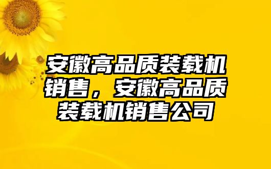 安徽高品質(zhì)裝載機銷售，安徽高品質(zhì)裝載機銷售公司