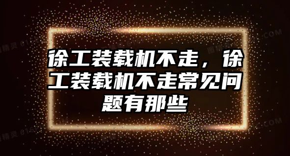 徐工裝載機(jī)不走，徐工裝載機(jī)不走常見(jiàn)問(wèn)題有那些