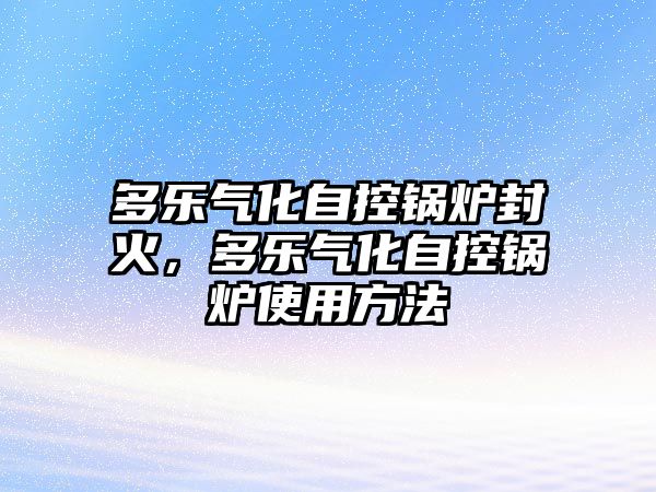 多樂氣化自控鍋爐封火，多樂氣化自控鍋爐使用方法