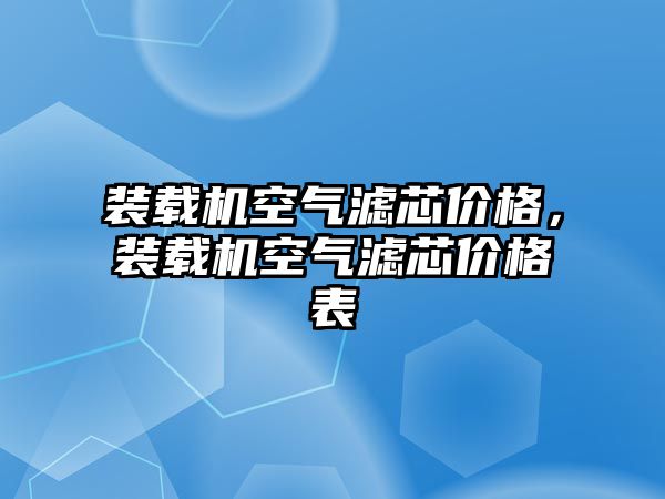 裝載機空氣濾芯價格，裝載機空氣濾芯價格表