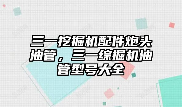 三一挖掘機配件炮頭油管，三一綜掘機油管型號大全