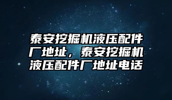 泰安挖掘機(jī)液壓配件廠地址，泰安挖掘機(jī)液壓配件廠地址電話