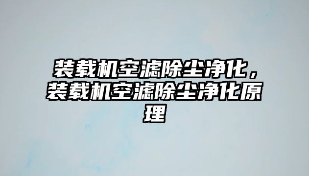 裝載機空濾除塵凈化，裝載機空濾除塵凈化原理