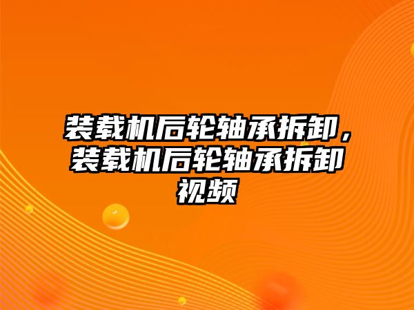 裝載機后輪軸承拆卸，裝載機后輪軸承拆卸視頻