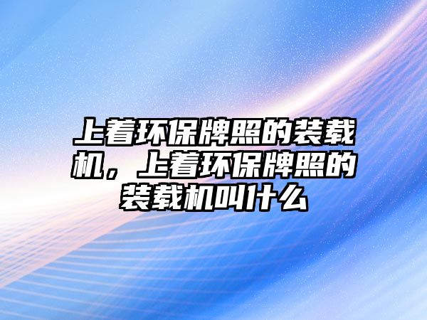 上著環(huán)保牌照的裝載機，上著環(huán)保牌照的裝載機叫什么