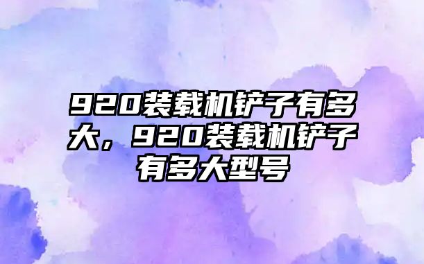 920裝載機鏟子有多大，920裝載機鏟子有多大型號