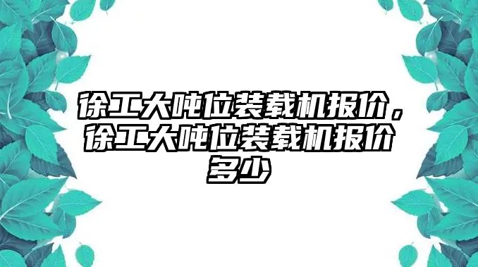 徐工大噸位裝載機報價，徐工大噸位裝載機報價多少