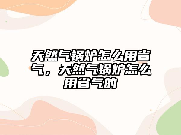 天然氣鍋爐怎么用省氣，天然氣鍋爐怎么用省氣的