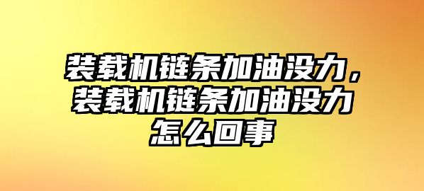 裝載機(jī)鏈條加油沒力，裝載機(jī)鏈條加油沒力怎么回事