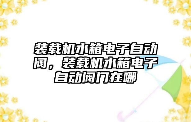 裝載機水箱電子自動閥，裝載機水箱電子自動閥門在哪