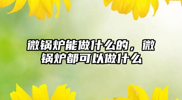 微鍋爐能做什么的，微鍋爐都可以做什么