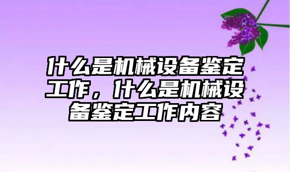 什么是機械設(shè)備鑒定工作，什么是機械設(shè)備鑒定工作內(nèi)容