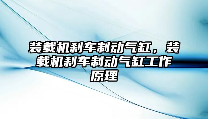 裝載機剎車制動氣缸，裝載機剎車制動氣缸工作原理