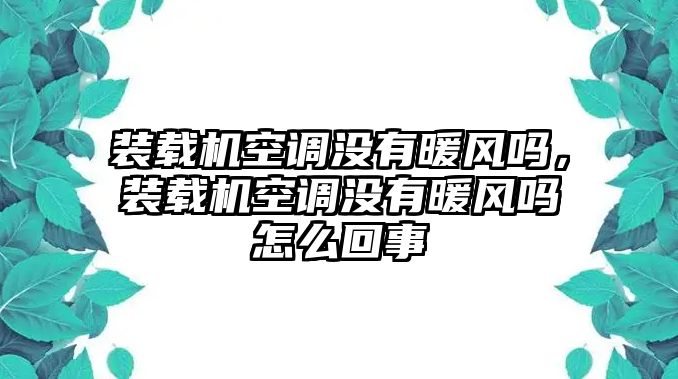 裝載機(jī)空調(diào)沒有暖風(fēng)嗎，裝載機(jī)空調(diào)沒有暖風(fēng)嗎怎么回事