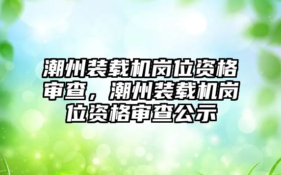 潮州裝載機(jī)崗位資格審查，潮州裝載機(jī)崗位資格審查公示