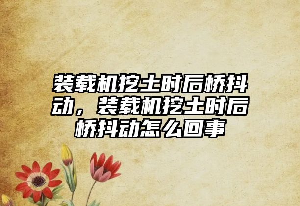 裝載機(jī)挖土?xí)r后橋抖動(dòng)，裝載機(jī)挖土?xí)r后橋抖動(dòng)怎么回事