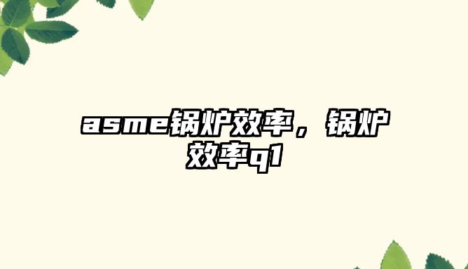 asme鍋爐效率，鍋爐效率q1