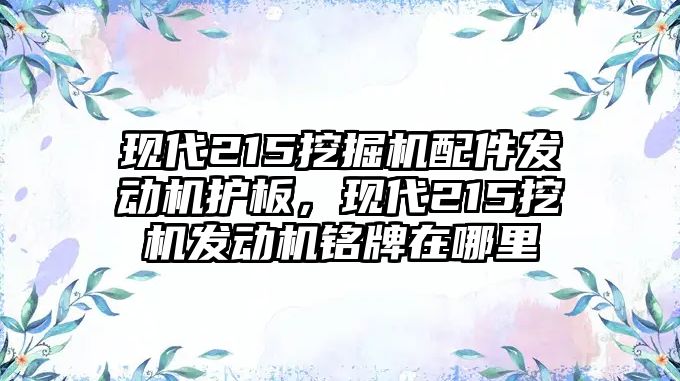 現(xiàn)代215挖掘機配件發(fā)動機護板，現(xiàn)代215挖機發(fā)動機銘牌在哪里