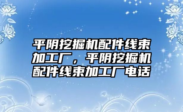 平陰挖掘機配件線束加工廠，平陰挖掘機配件線束加工廠電話