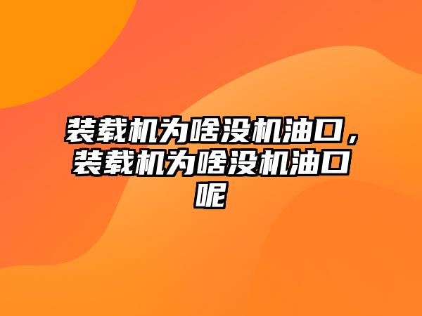 裝載機(jī)為啥沒(méi)機(jī)油口，裝載機(jī)為啥沒(méi)機(jī)油口呢