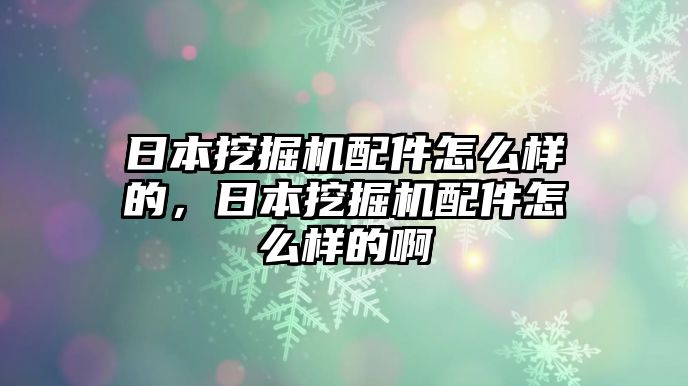 日本挖掘機(jī)配件怎么樣的，日本挖掘機(jī)配件怎么樣的啊