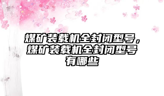 煤礦裝載機(jī)全封閉型號，煤礦裝載機(jī)全封閉型號有哪些