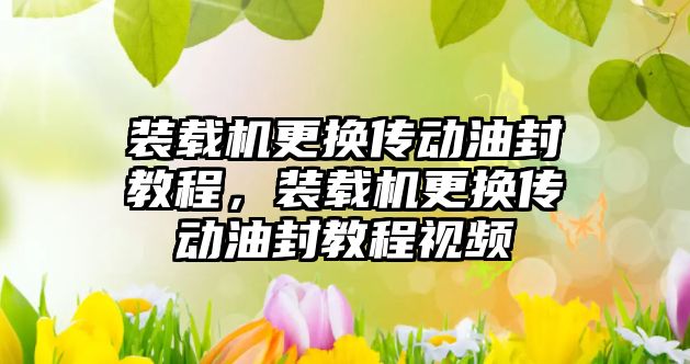 裝載機更換傳動油封教程，裝載機更換傳動油封教程視頻