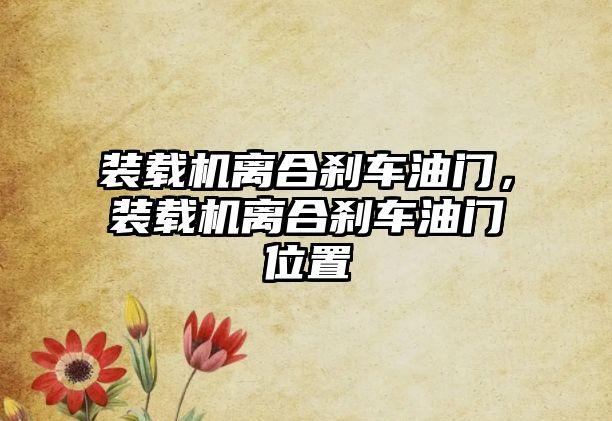 裝載機離合剎車油門，裝載機離合剎車油門位置