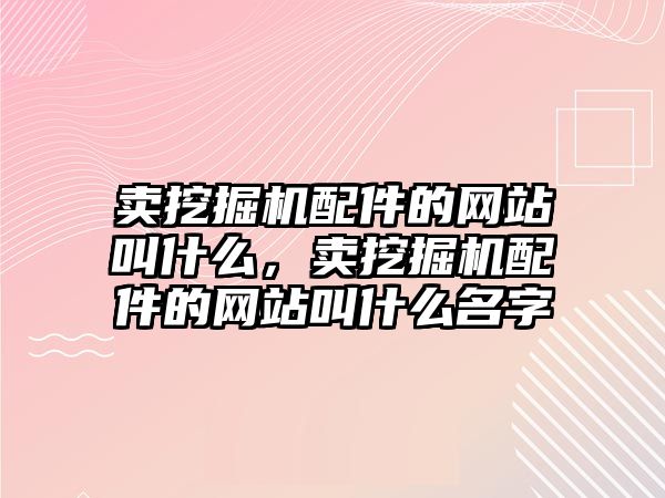 賣挖掘機配件的網(wǎng)站叫什么，賣挖掘機配件的網(wǎng)站叫什么名字