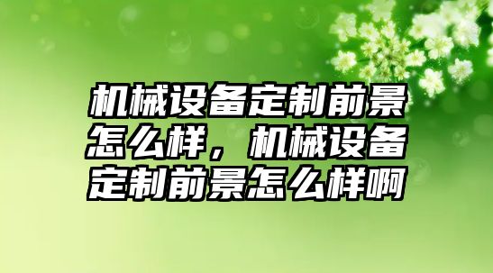 機械設(shè)備定制前景怎么樣，機械設(shè)備定制前景怎么樣啊