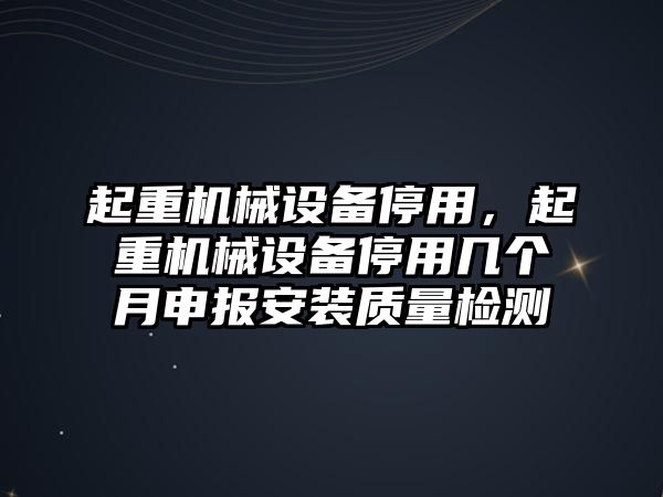 起重機(jī)械設(shè)備停用，起重機(jī)械設(shè)備停用幾個(gè)月申報(bào)安裝質(zhì)量檢測