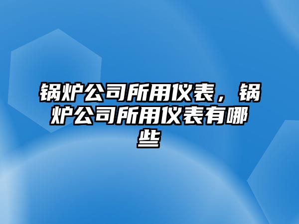 鍋爐公司所用儀表，鍋爐公司所用儀表有哪些