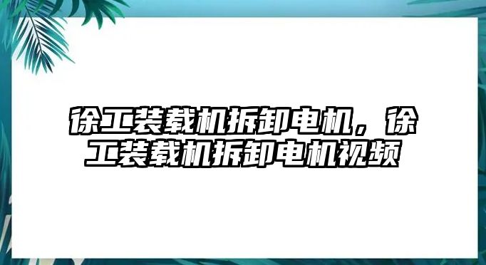 徐工裝載機(jī)拆卸電機(jī)，徐工裝載機(jī)拆卸電機(jī)視頻