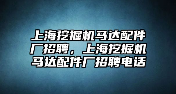 上海挖掘機馬達配件廠招聘，上海挖掘機馬達配件廠招聘電話