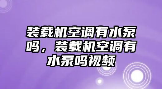 裝載機(jī)空調(diào)有水泵嗎，裝載機(jī)空調(diào)有水泵嗎視頻