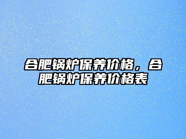 合肥鍋爐保養(yǎng)價格，合肥鍋爐保養(yǎng)價格表