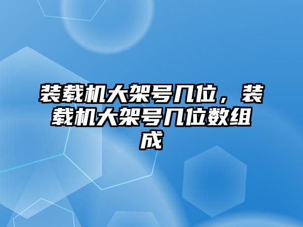 裝載機大架號幾位，裝載機大架號幾位數(shù)組成