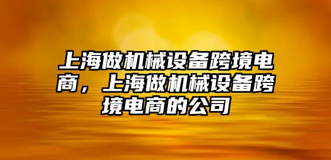 上海做機(jī)械設(shè)備跨境電商，上海做機(jī)械設(shè)備跨境電商的公司