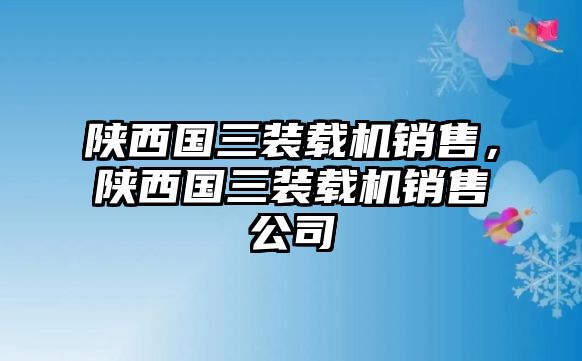 陜西國三裝載機銷售，陜西國三裝載機銷售公司