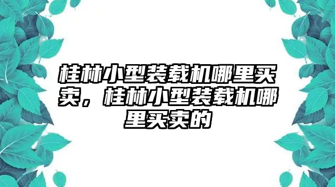 桂林小型裝載機哪里買賣，桂林小型裝載機哪里買賣的