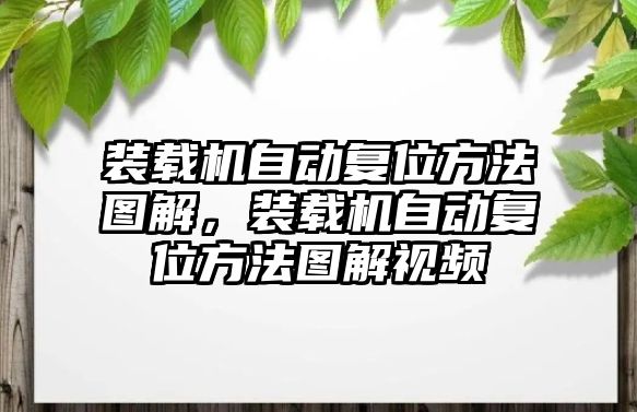 裝載機(jī)自動復(fù)位方法圖解，裝載機(jī)自動復(fù)位方法圖解視頻