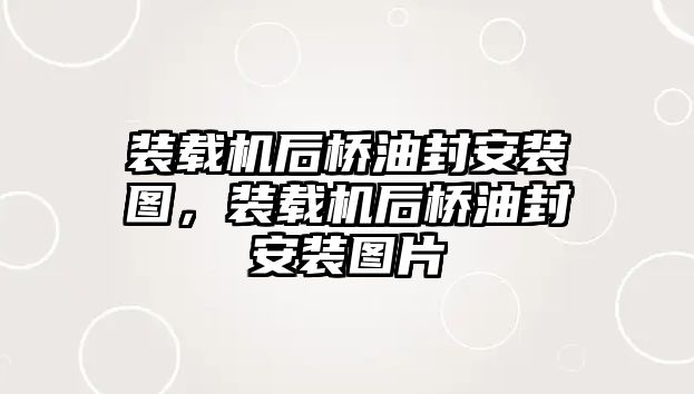 裝載機后橋油封安裝圖，裝載機后橋油封安裝圖片