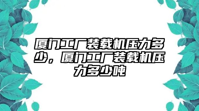 廈門工廠裝載機(jī)壓力多少，廈門工廠裝載機(jī)壓力多少噸